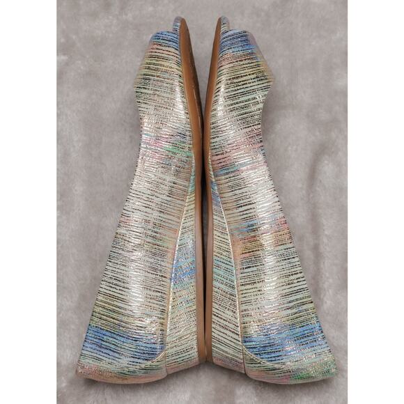 Alex Marie Rainbow Gold Metallic Peep Toe Wedges Womens Size 8 NEW - Picture 3 of 16